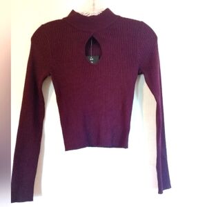SAY WHAT? NWT Burgundy Crop‎ Mock Turtleneck. Sz. M